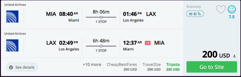 Miami to Los Angeles