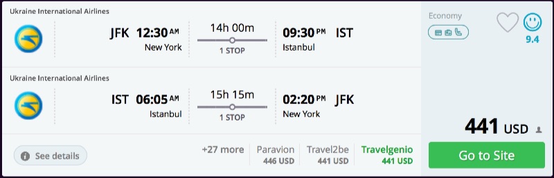 New York to Istanbul