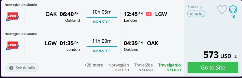 San Francisco to London