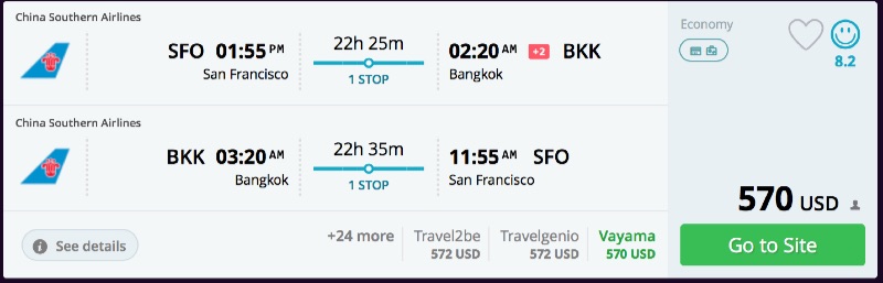 San Francisco to Bangkok