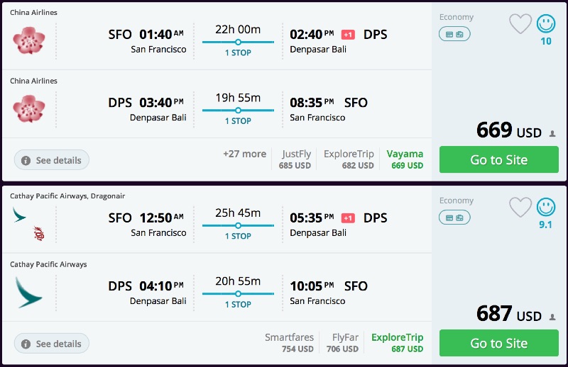 San Francisco to Bali