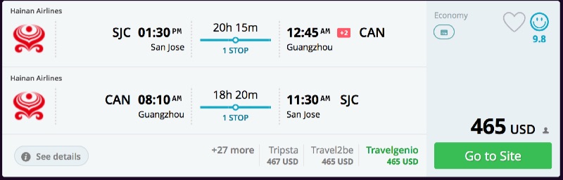 San Francisco to Guangzhou 