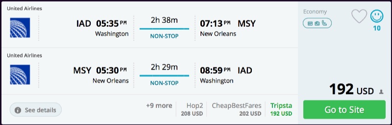 Washington to New Orleans