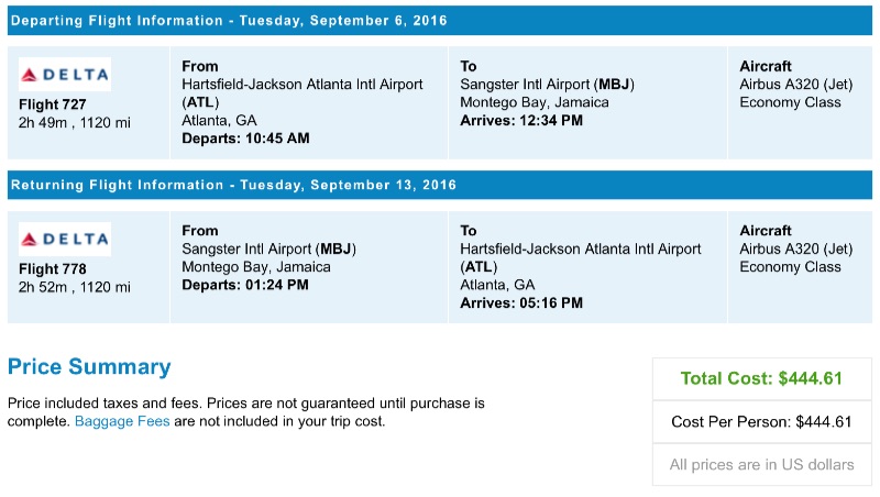 Atlanta to Montego Bay