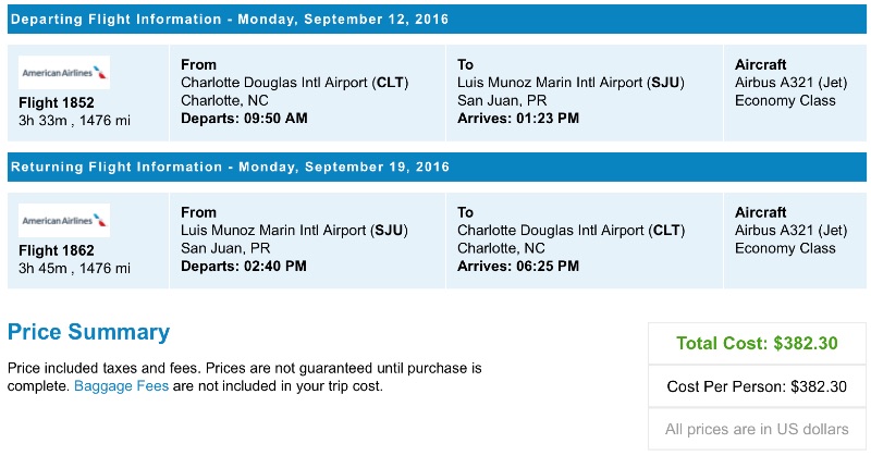 Charlotte to San Juan