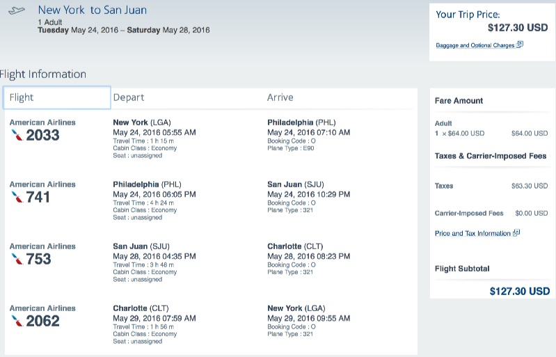 New York to San Juan