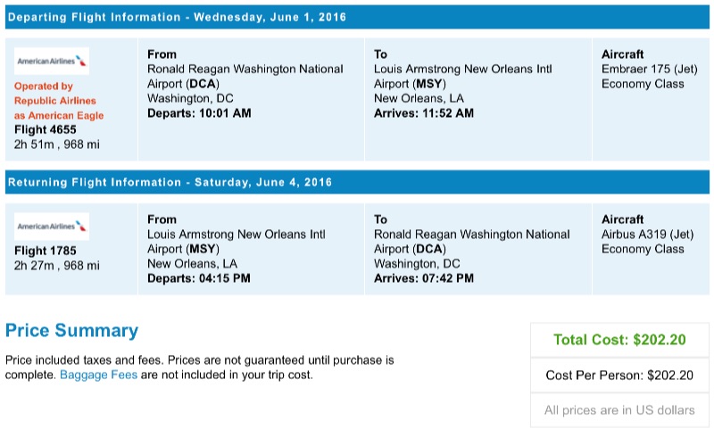 Washington to New Orleans 