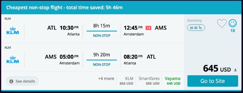 Atlanta to Amsterdam