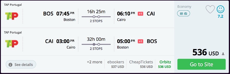Boston to Cairo