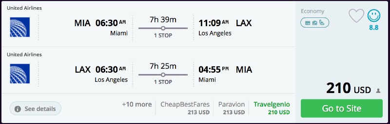 Miami to Los Angeles 