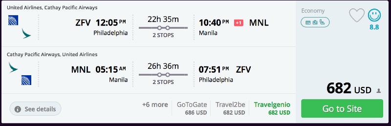 Philadelphia to Manila