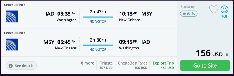 Washington to New Orleans