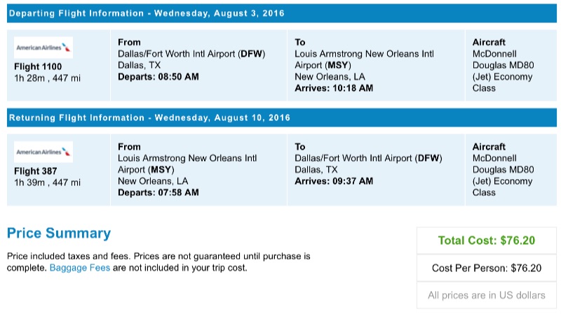 Dallas to New Orleans