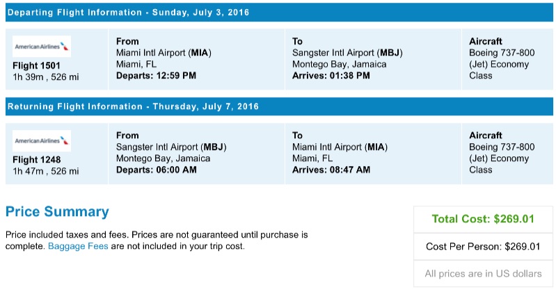 Miami to Montego Bay